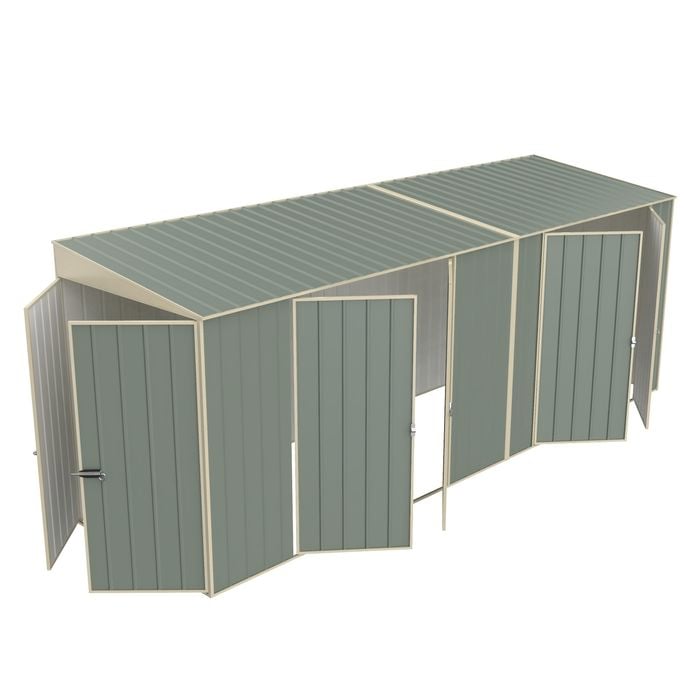 Build-a-Shed 1.5 x 5.2 x 2.0m Green Skillion Double Plus Double Hinged Side Doors Shed