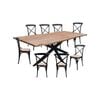 Lantana 9pc 240cm Dining Table 8 Black X-Back Chair Set Live Edge Acacia Wood
