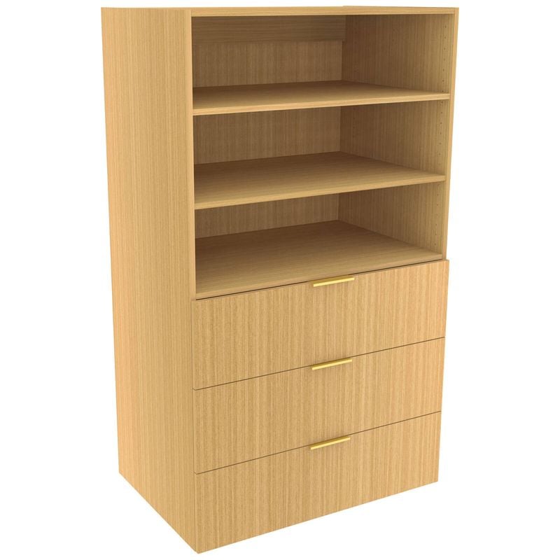 Lugna 1536 x 900 x 580mm Sand Ready to Assemble Robe Insert 2 Shelf 3 Drawer Unit