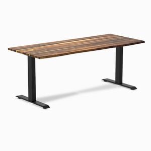 Desky Fixed Height Pheasantwood Hardwood Desk 180x75cm Matte Black Leg
