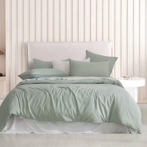 Cleverpolly Vintage Washed Microfibre Quilt Cover Set - Sage - Double