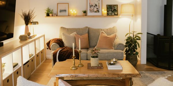 Cosy living room with dim lighting