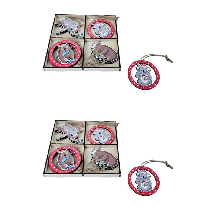 2x 8pc Urban Renee Treml Wombats Koalas Christmas Gift Box 6cm Brown/Red