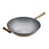 Pyrolux Wok Spun Carbon Steel With Long Wooden Handle & Helper 36cm