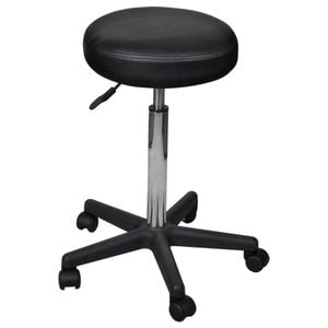 vidaXL Office Stool Black PU Leather Adjustable Salon Swivel Bar Chair Home
