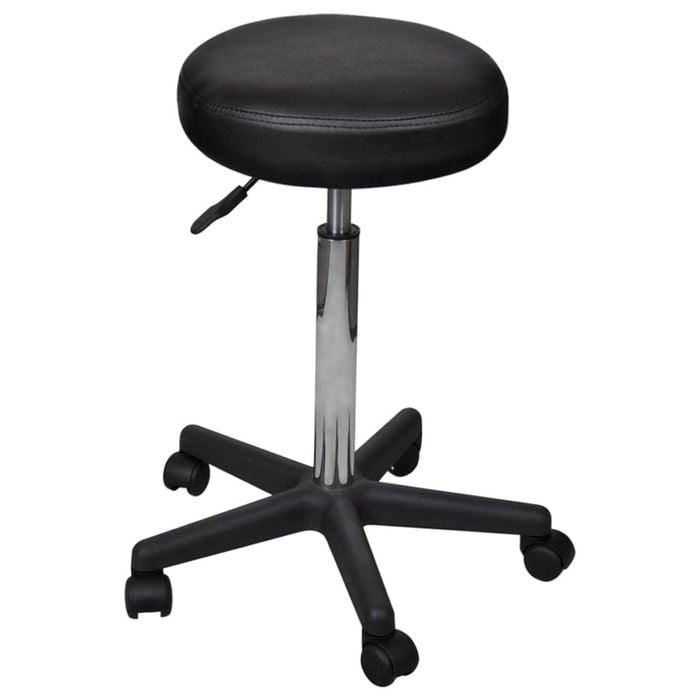 vidaXL Office Stool Black PU Leather Adjustable Salon Swivel Bar Chair Home