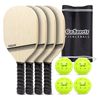 Premium Starter PickleBall Set with 4 Paddles, 4 Regulation Pickleballs and Carry Case. Classic Wood Style