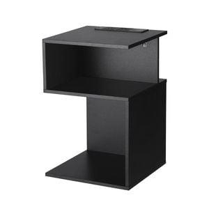 Artiss Bedside Table 2 Shelves S-shaped Charging Station Black