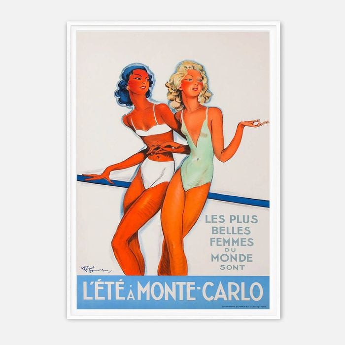 Galrie Vintage Summer Elegance - Monte-Carlo Art Print by Jean Gabriel Domergue, White Frame, A3 30 x 42cm (12 x 16inch)