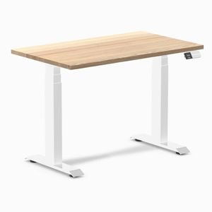 Desky Dual Mini White Ash Hardwood Sit To Stand Desk 1000x600mm White Frame