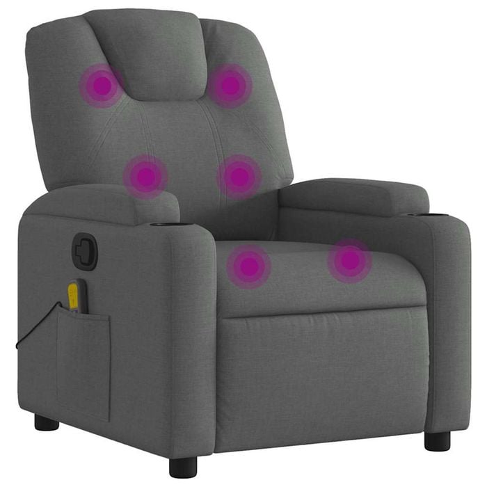 vidaXL Massage Recliner Chair Reclining Chair Single Sofa Dark Grey Fabric
