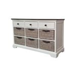 Elegance Living 80cm White & Grey Beige Merissa 3-Drawer and 6 Baskets Cabinet