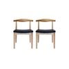 Sk Designer Living | Pack Of 2 | Replica Hans Wegner Elbow Chair Ch20 - Natural & Black
