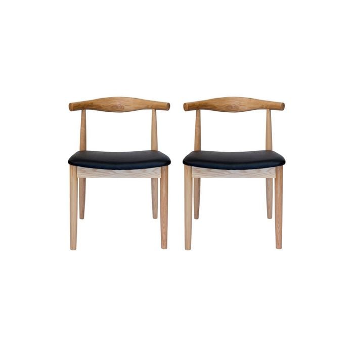 Sk Designer Living | Pack Of 2 | Replica Hans Wegner Elbow Chair Ch20 - Natural & Black