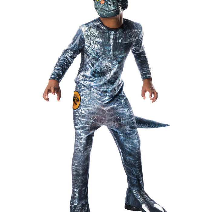 Velociraptor Blue Costume Jurassic World Halloween Fancy Dress Jumpsuit Grey