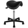 Vevor Saddle Stool Rolling Chair Black with Wheels Height Adjustable Thickened PU Leather Swivel