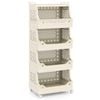 Costway 5-tier Rolling Laundry Basket Stackable Storage Cart W/hooks