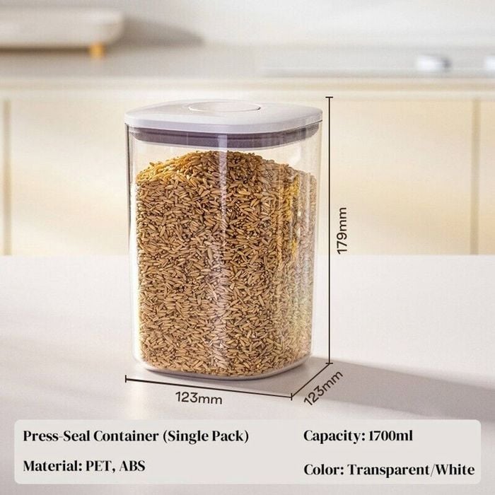 Taste Relax Space Airtight Food Storage Container With One-button Lid 179x123x123mm For Snacks, Spices & Dry Goods