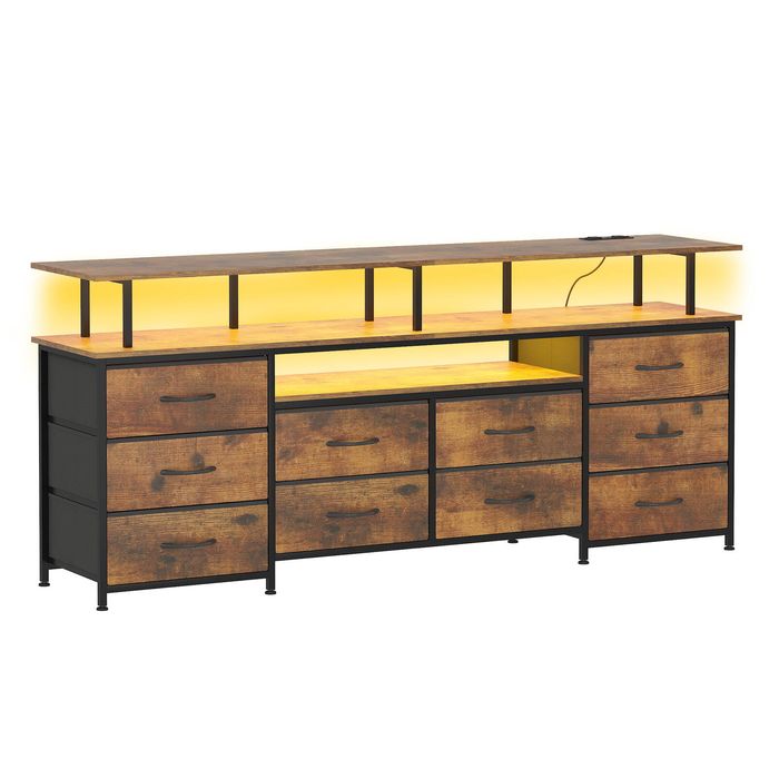 Ufurniture 160cm TV Entertainment Unit LED TV Cabinet Media Console Cabinet Stand Rustic Brown