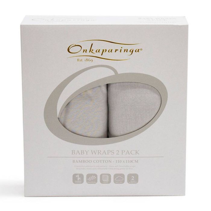 2PK Onkaparinga Baby Cotton Jersey Wraps Sleeping Blanket Wrap Silver
