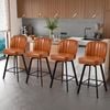 Advwin Bar Stools Set of 4 PU Swivel Kitchen Stools Counter Stools Brown