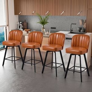 Advwin Bar Stools Set of 4 PU Swivel Kitchen Stools Counter Stools Brown