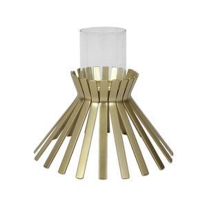 Willow & Silk Metal Slatted Golden Sticks Candle Holder