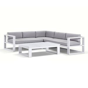 Santorini Package A Corner Lounge White & Olefin Grey Cushions