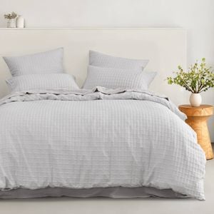 Dreamaker Aubrey Jacquard Quilt Cover Set Dove Grey King Single