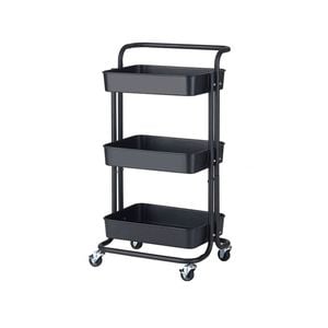SOGA 3 Tier Steel Black Movable Kitchen Cart Storage Organizer