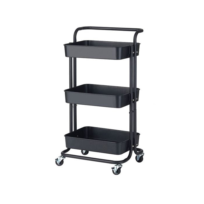 SOGA 3 Tier Steel Black Movable Kitchen Cart Storage Organizer