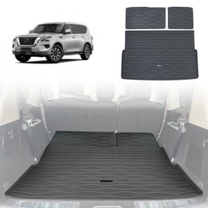 AUSGO Boot Liner for Nissan Patrol Y62 2012-Onwards 3-Piece Set Cargo Trunk Mat Boot Mat