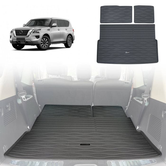 AUSGO Boot Liner for Nissan Patrol Y62 2012-Onwards 3-Piece Set Cargo Trunk Mat Boot Mat