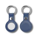 2 Pack MEZON Blue PU Leather Protective Case Holder for Apple AirTag with Keychain Ring
