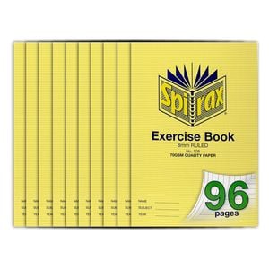 10x Spirax 70gsm 96 Pages A4 8mm Ruled No.108 Exercise Book School Notebook