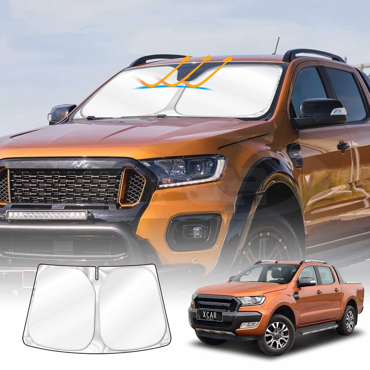 Windshield Sun Shade for Ford Ranger 2011-2022 Blocks UV Rays Sun Visor ...