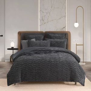 Renee Taylor Queen Charlotte Jacquard Quilt Cover Set Onyx