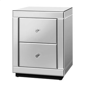 ALFORDSON Mirrored Bedside Table Silver