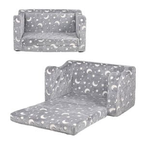 Advwin 2-in-1 Kids Flip Open Sofa Couch Foldable Bed Grey