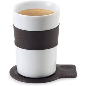 Blomus Desa Ceramic Coffee Mug Cup w/ Silicone Coaster Set 80ml White