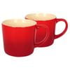 Argon Tableware 330ml Ombre Coffee Mugs - Red - Set Of 2 - Glazed New Bone China Tea Mug Vegan Friendly Stoneware Ceramic Cup