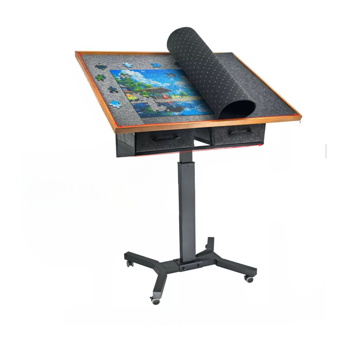 P&P Adjustable Wooden Jigsaw Puzzle Table with Tilt, Drawers and Rolling Wheels