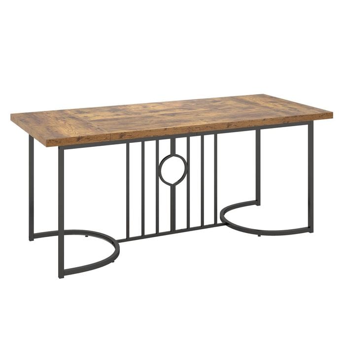 Costway 180cm Rectangular Dining Table Metal Frame Kitchen Table Brown Bunnings Australia