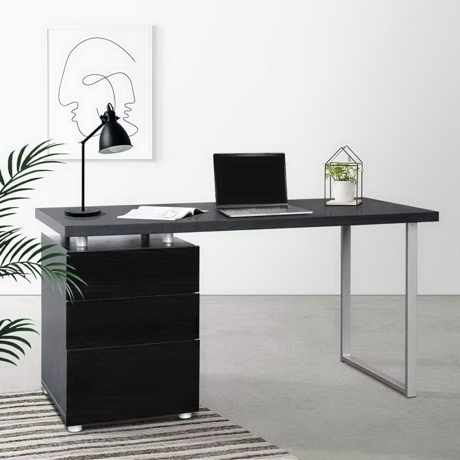 Office Computer Desk Study Table Home Metal Student Drawer Cabinet Black Bunnings Australia
