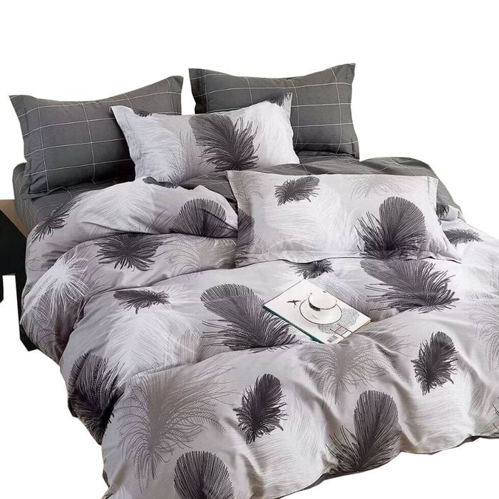 Bloomington 300TC Heidi Grey Reversible Cotton Quilt Cover Set Single