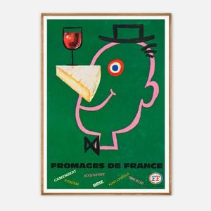 Galrie Vintage French Cheese Art Print by Seguin - Celebrate French Cheese Culture, Wood Frame, A1 60 x 84cm (23 x 33inch)