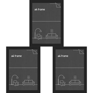 3PK Impact Merch Classic Picture Frame Fits A4 Print 30x21cm - Black