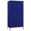 vidaXL Wardrobe Navy Blue Steel Storage Clothing Cabinet Hanger Furniture