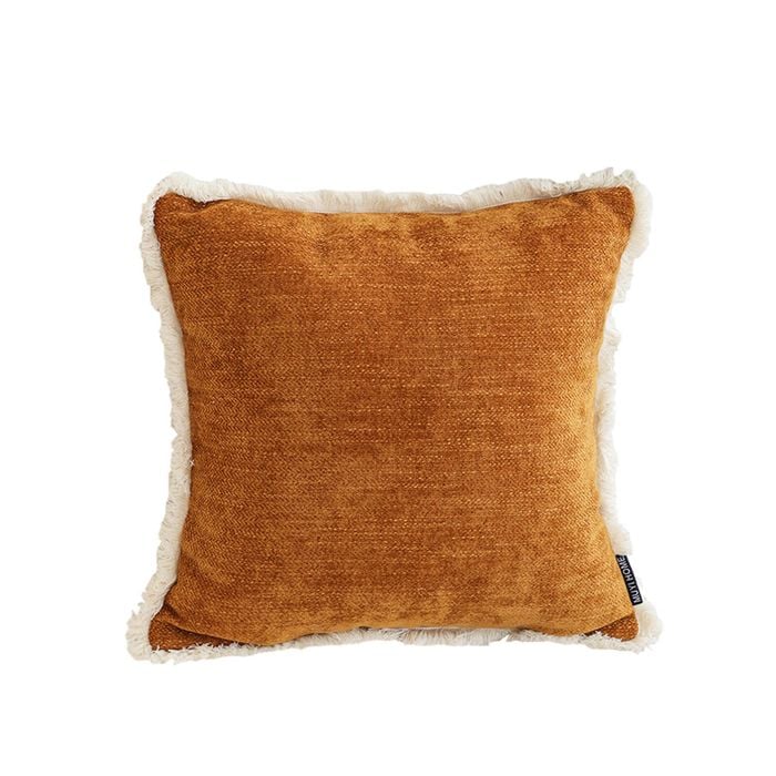 SOGA 45cm Sunset Orange Chenille Throw Pillow – Textured with Tassels