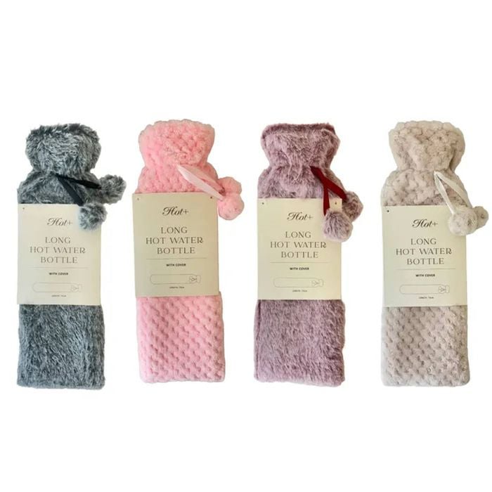 2L Extra Long Hot Water Bottle with Soft Comfy Cover Winter Warm Natural Rubber Bag - Hot Water Bottle | 2 Litres